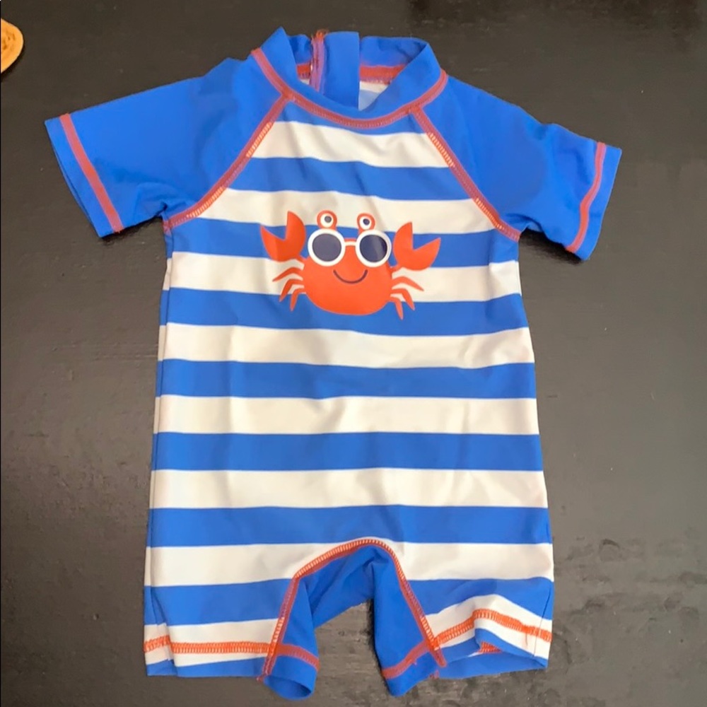 Baby white and blue bathing suit